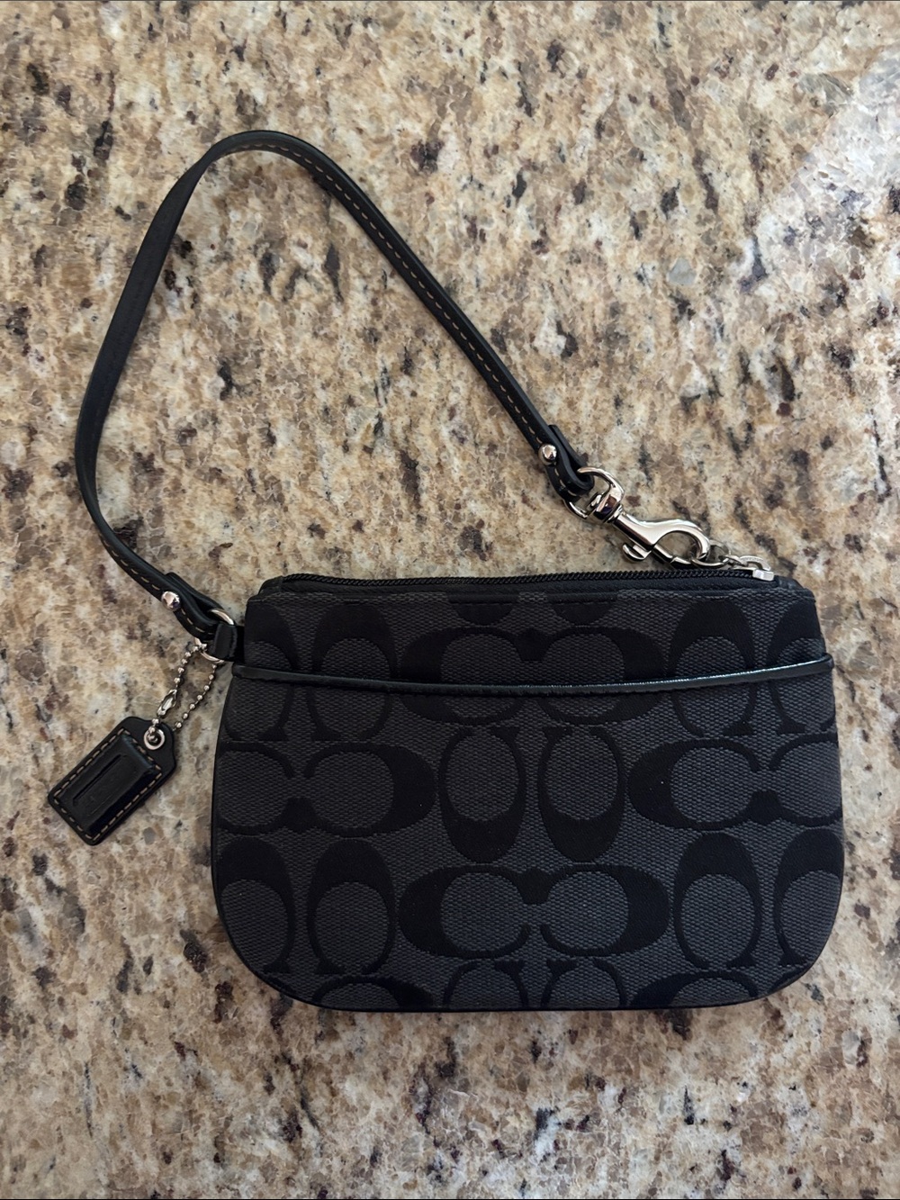 Coach Black Signature Canvas Wristlet